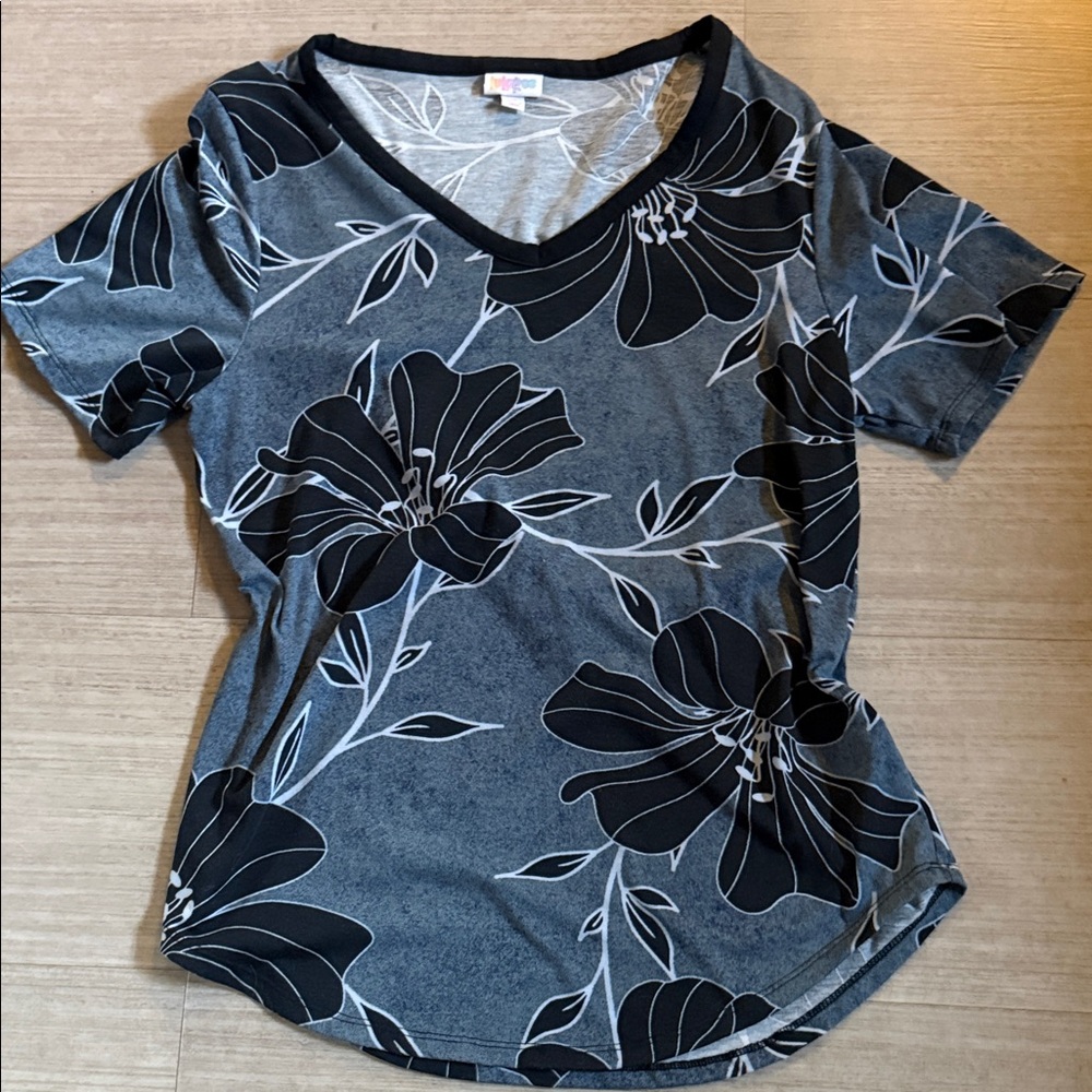 LuLaRoe Floral Black and Gray Women's Top Size M
